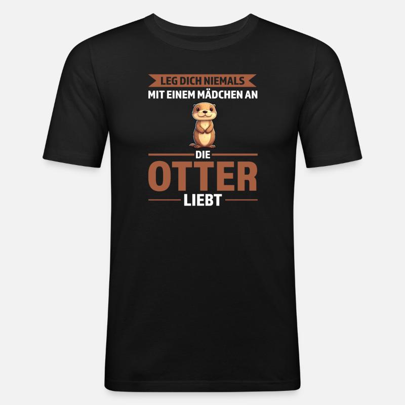 Otter Mädchen Otter Mädchen Geschenk - Männer Slim Fit T-Shirt - Schwarz
