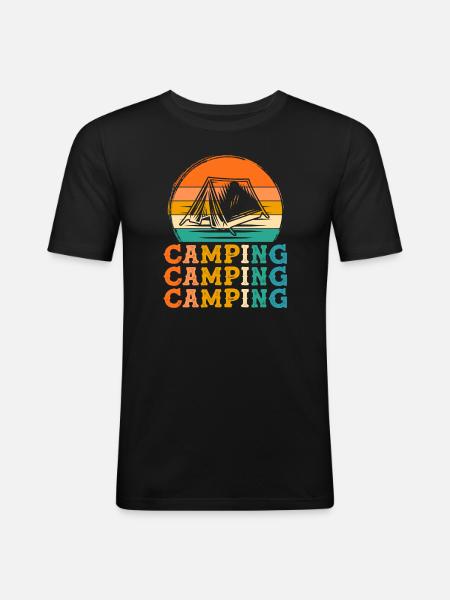 Camping Retro-Design Camping Geschenk - Männer Slim Fit T-Shirt - Schwarz