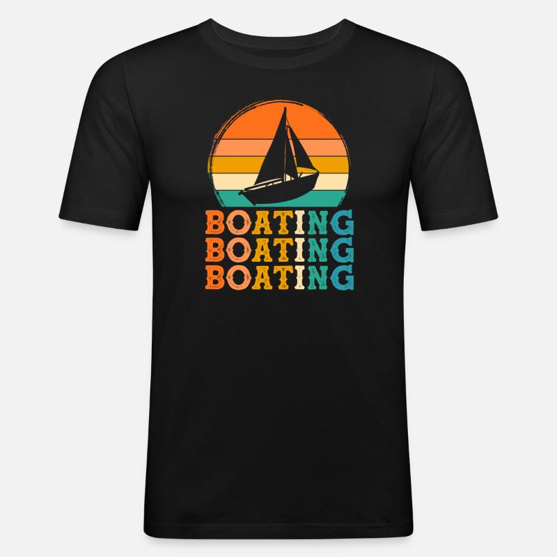 Boote Retro-Design Boote Geschenk - Männer Slim Fit T-Shirt - Schwarz