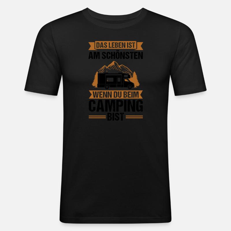 Campen Camping Wohnwagen Geschenk - Männer Slim Fit T-Shirt - Schwarz