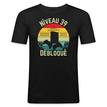 Level 39 Unlocked - Men's Slim Fit T-Shirt - black - Front - Nik (191cm)