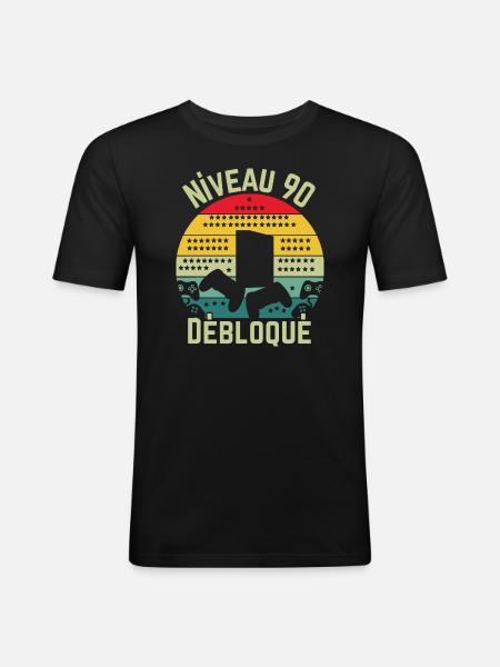 Level 90 Unlocked - Men's Slim Fit T-Shirt - black
