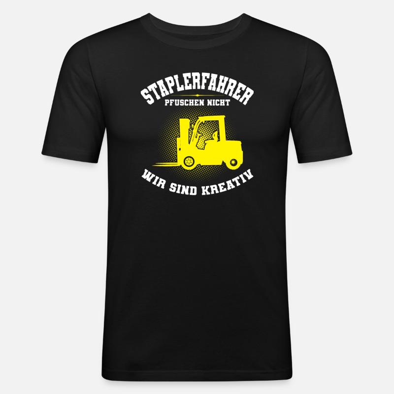 Staplerfahrer Beruf Stapler Geschenk - Männer Slim Fit T-Shirt - Schwarz