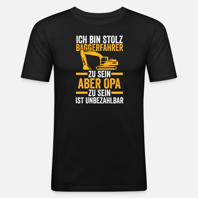 Bagger Opa Baggerführer Geschenk - Männer Slim Fit T-Shirt - Schwarz