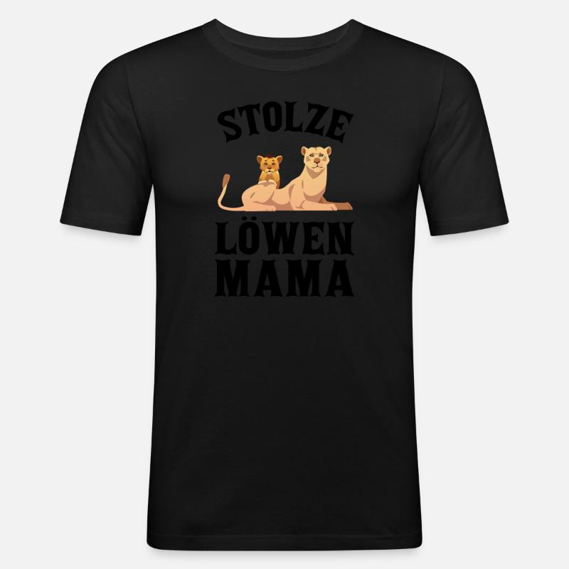 Mama Löwe Mutter Geschenk - Männer Slim Fit T-Shirt - Schwarz