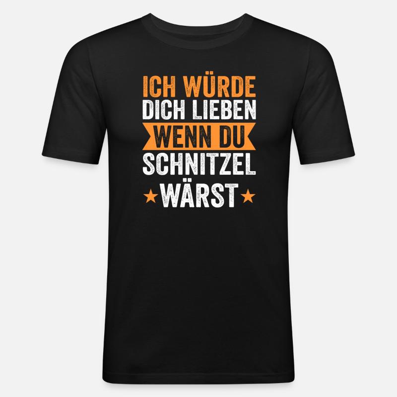 Schnitzel Wiener Schweineschnitzel Geschenk - Männer Slim Fit T-Shirt - Schwarz