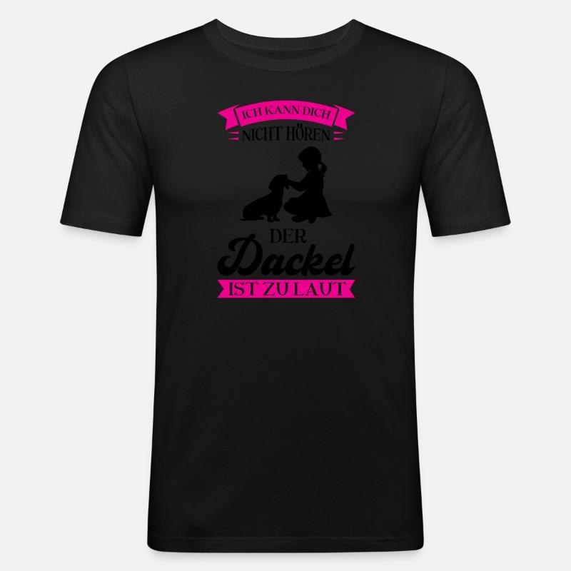 Dackel Hund Dachshund Geschenk - Männer Slim Fit T-Shirt - Schwarz