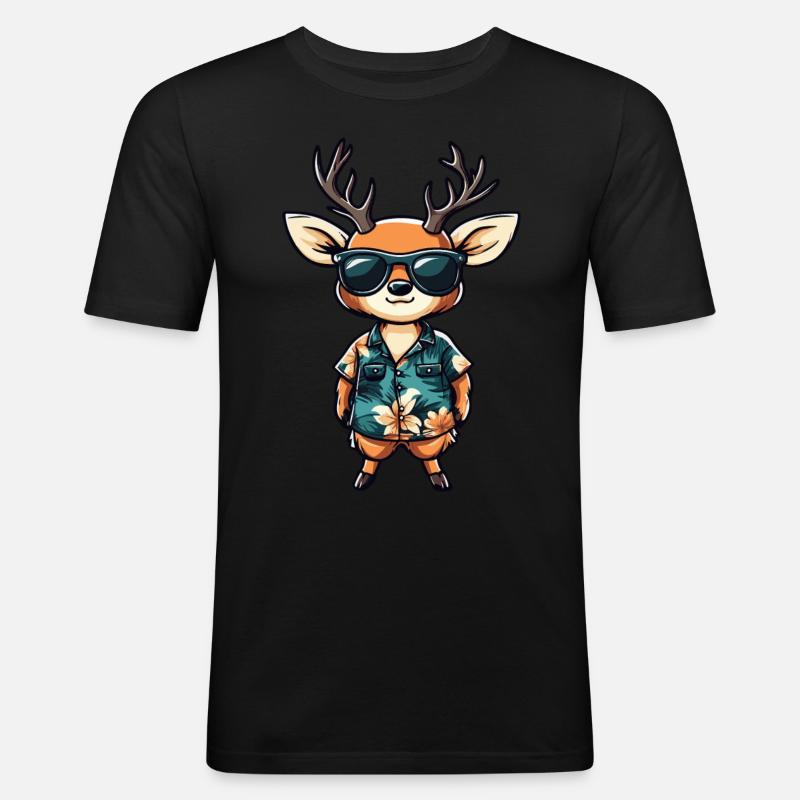 Deer Comic Funny Summer - Men's Slim Fit T-Shirt - black