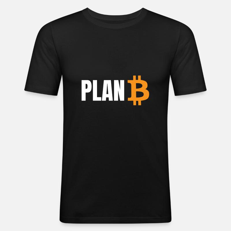 Bitcoin Plan B - Männer Slim Fit T-Shirt - Schwarz