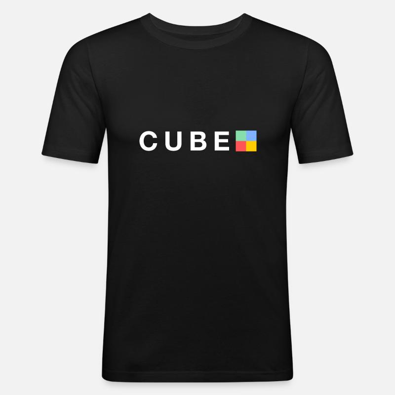 Cube Logo - Männer Slim Fit T-Shirt - Schwarz