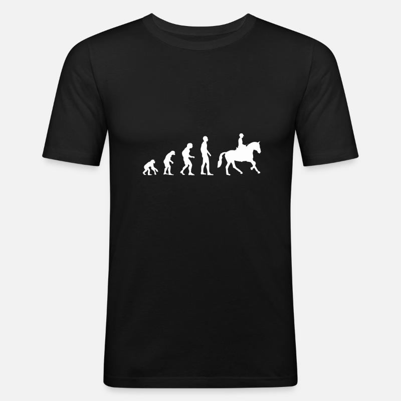 Reiten Evolution | Pferd | Reiten - Männer Slim Fit T-Shirt - Schwarz