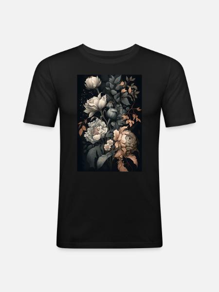 Flowers Painting Gift - Men's Slim Fit T-Shirt - black