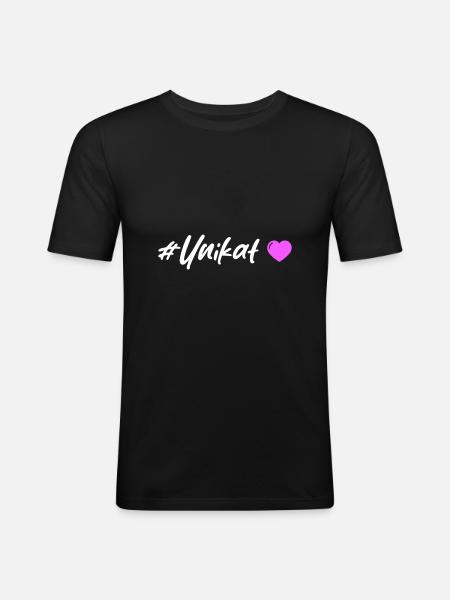 Unikat Herz - Männer Slim Fit T-Shirt - Schwarz