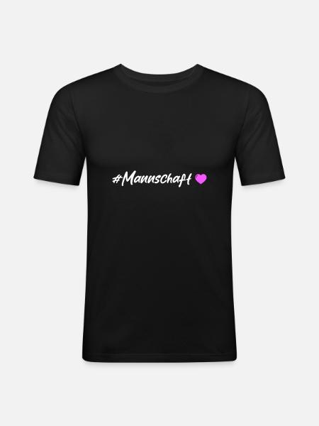 Mannschaft Herz - Männer Slim Fit T-Shirt - Schwarz