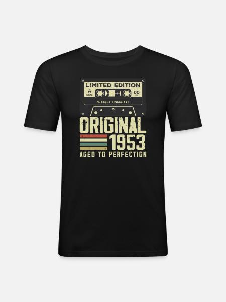 71st Retro Style Anniversary Gift 1953 - Men's Slim Fit T-Shirt - black