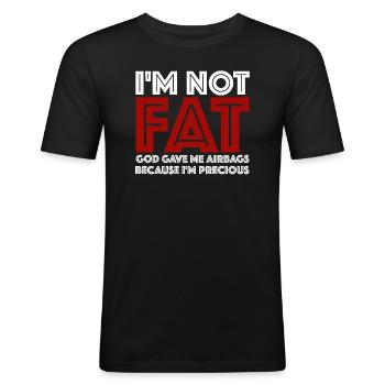 I'm Not Fat | Airbag, God, valuable - Men's Slim Fit T-Shirt - black - Front - Nik (191cm)