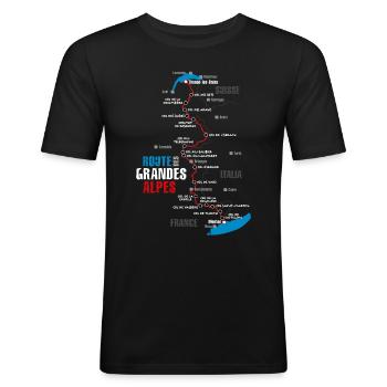 Die Strecke der Route des Grandes Alpes (b) - Männer Slim Fit T-Shirt - Schwarz - Vorne - Nik (191cm)