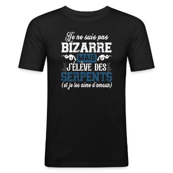 Serpent Reptile Cobra Boa Animal Terrarium Cadeau - T-shirt près du corps Homme - noir - Devant - Nik (191cm)