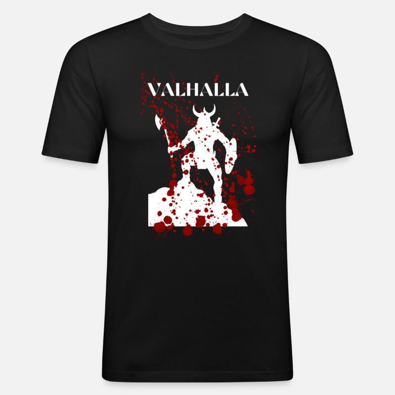 VALHALLA - Männer Slim Fit T-Shirt - Schwarz