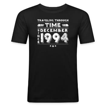 Vintage Time Travel Birthday Design December 1994 - Men's Slim Fit T-Shirt - black - Front - Nik (191cm)