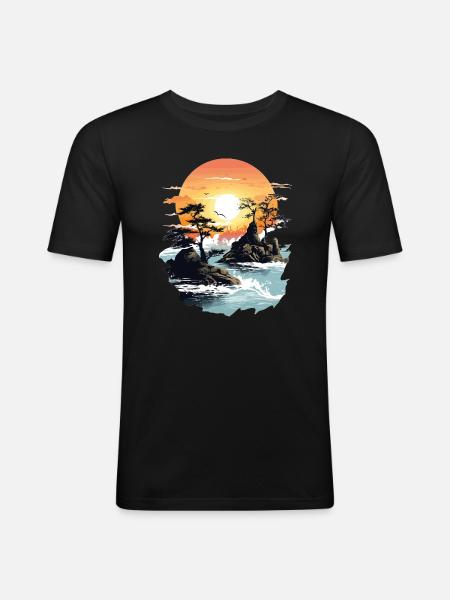 River of Life - Männer Slim Fit T-Shirt - Schwarz