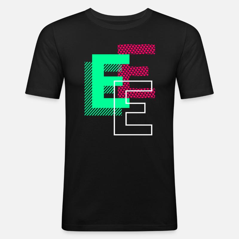 Anfangsbuchstabe E Design Geschenk - Männer Slim Fit T-Shirt - Schwarz