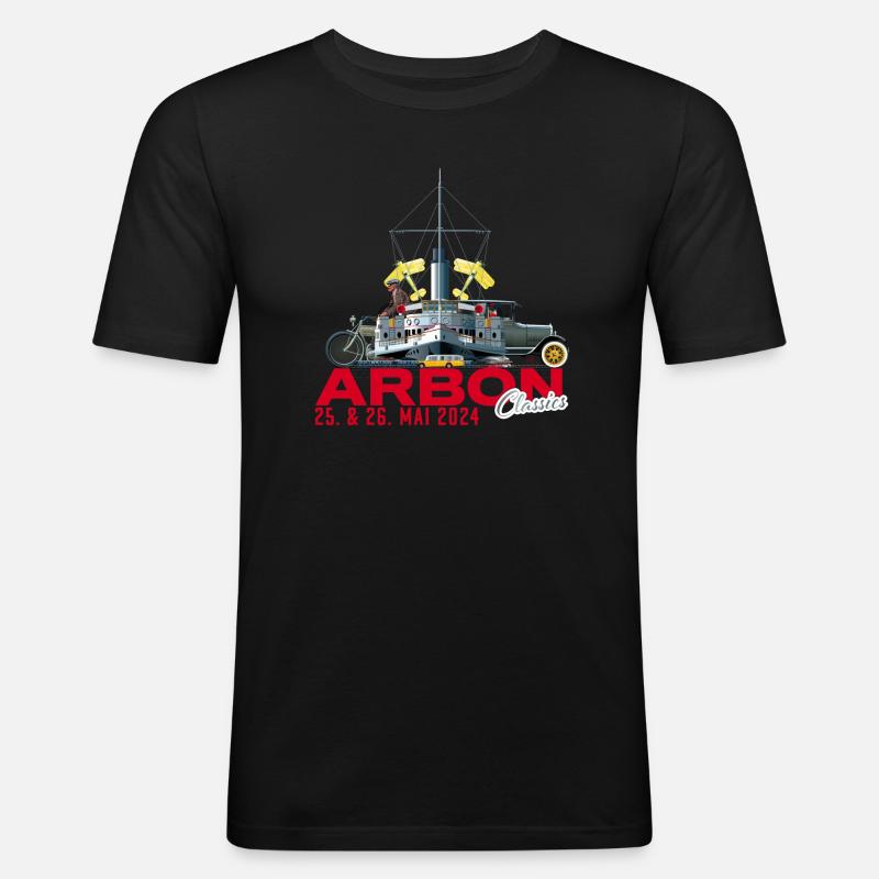 Arbon Classics 2024 mit Datum - Männer Slim Fit T-Shirt - Schwarz