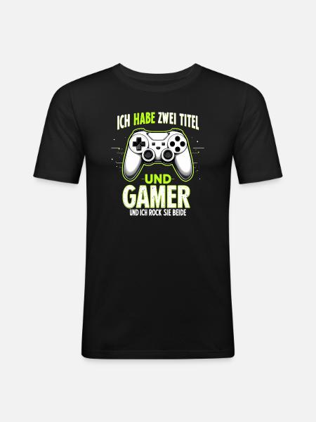 Junge Gamer: Kinder der Zockerwelt - Männer Slim Fit T-Shirt - Schwarz