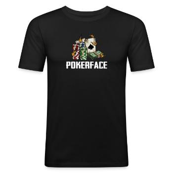 Pokerface Pokern Poker - Männer Slim Fit T-Shirt - Schwarz - Vorne - Nik (191cm)