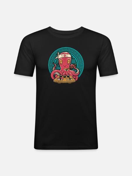 Sushi Japanese Octopus - Men's Slim Fit T-Shirt - black