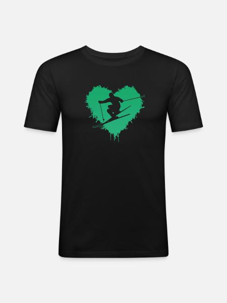 Ski Spruch Skiing - Männer Slim Fit T-Shirt - Schwarz