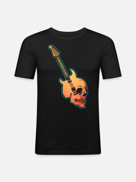 Guitare rock and roll - T-shirt près du corps Homme - noir