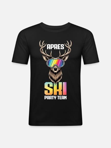 Après Ski Party Team Hirsch Schnee Skifahren Ski - Männer Slim Fit T-Shirt - Schwarz