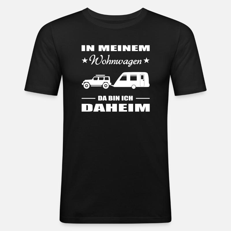 Camping - Männer Slim Fit T-Shirt - Schwarz