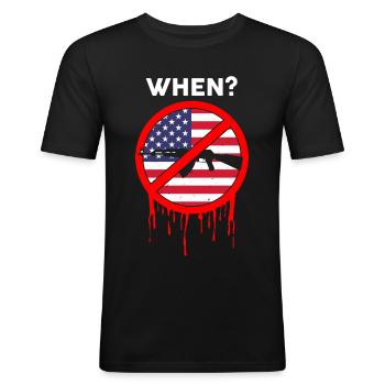 Quand? Mouvement de contrôle des armes à feu États-Unis - T-shirt près du corps Homme - noir - Devant - Nik (191cm)