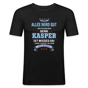 Alles wird gut denn Kasper Ist da T-Shirt - Männer Slim Fit T-Shirt - Schwarz - Vorne - Nik (191cm)