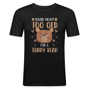 Teddy Spielzeug Niedlich - Männer Slim Fit T-Shirt - Schwarz - Vorne - Nik (191cm)