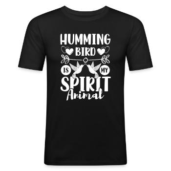 Colibri Printemps Animal Volant - T-shirt près du corps Homme - noir - Devant - Nik (191cm)