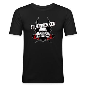 feuerwerker 05 - Männer Slim Fit T-Shirt - Schwarz - Vorne - Nik (191cm)