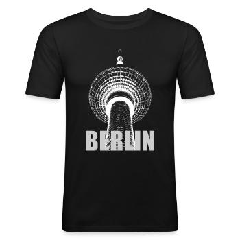 Berlin TV Tower - Men's Slim Fit T-Shirt - black - Front - Nik (191cm)