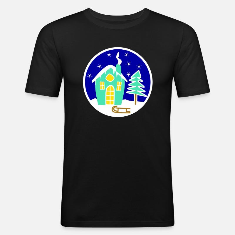 Winterlandschaft - Männer Slim Fit T-Shirt - Schwarz