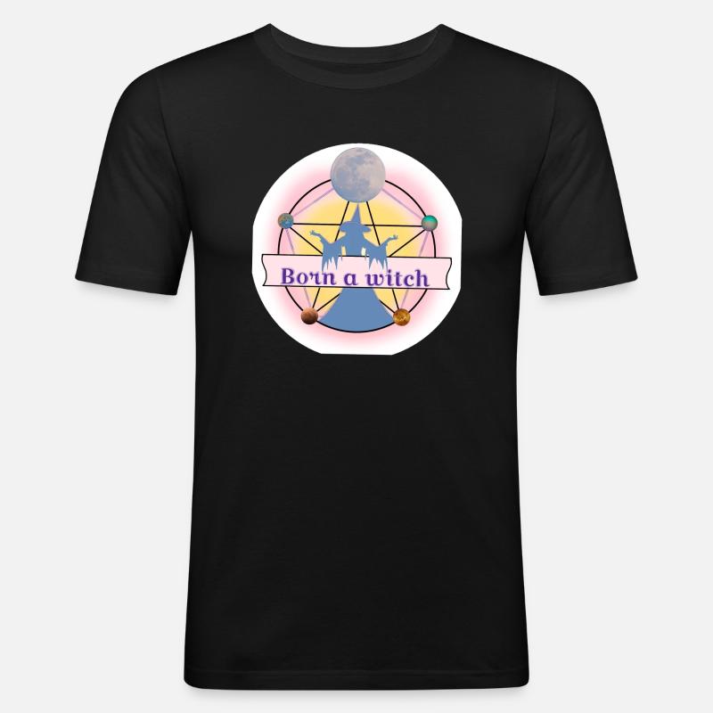 Born a witch - Männer Slim Fit T-Shirt - Schwarz