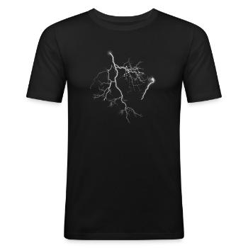 Cool Blitz - Männer Slim Fit T-Shirt - Schwarz - Vorne - Nik (191cm)