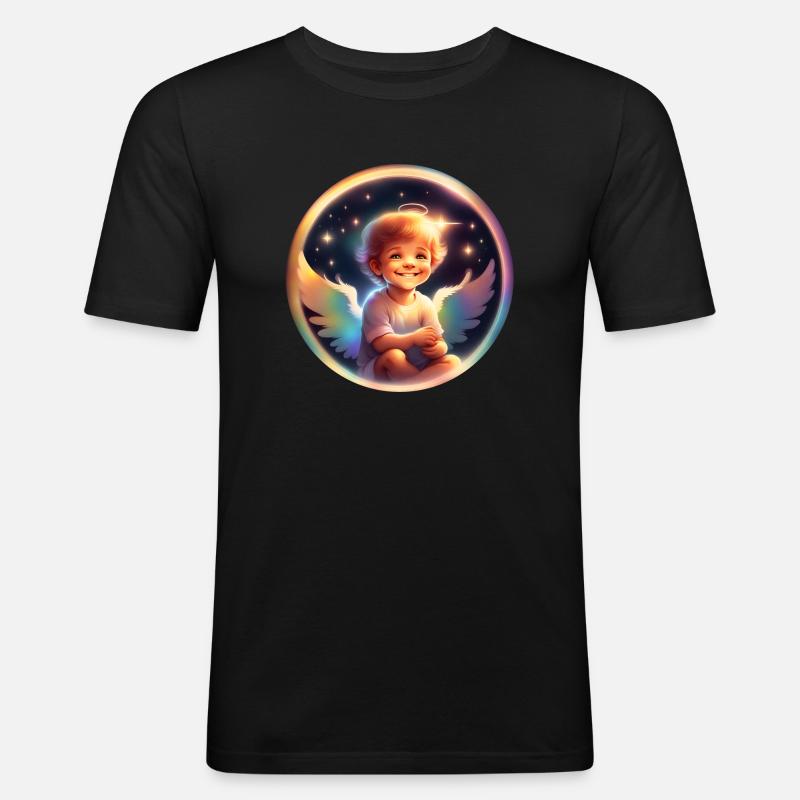 Kleiner Regenbogenengel - Männer Slim Fit T-Shirt - Schwarz