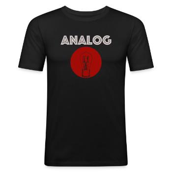 Analog | Verstärkerröhre, Gitarre, Verstärker - Männer Slim Fit T-Shirt - Schwarz - Vorne - Nik (191cm)
