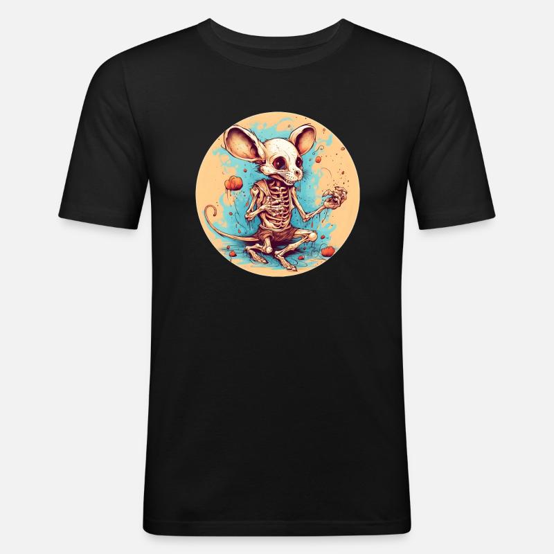 Magic Skeleton Mouse - Männer Slim Fit T-Shirt - Schwarz