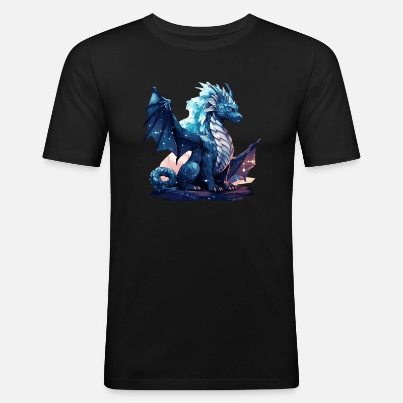 Drache - Männer Slim Fit T-Shirt - Schwarz