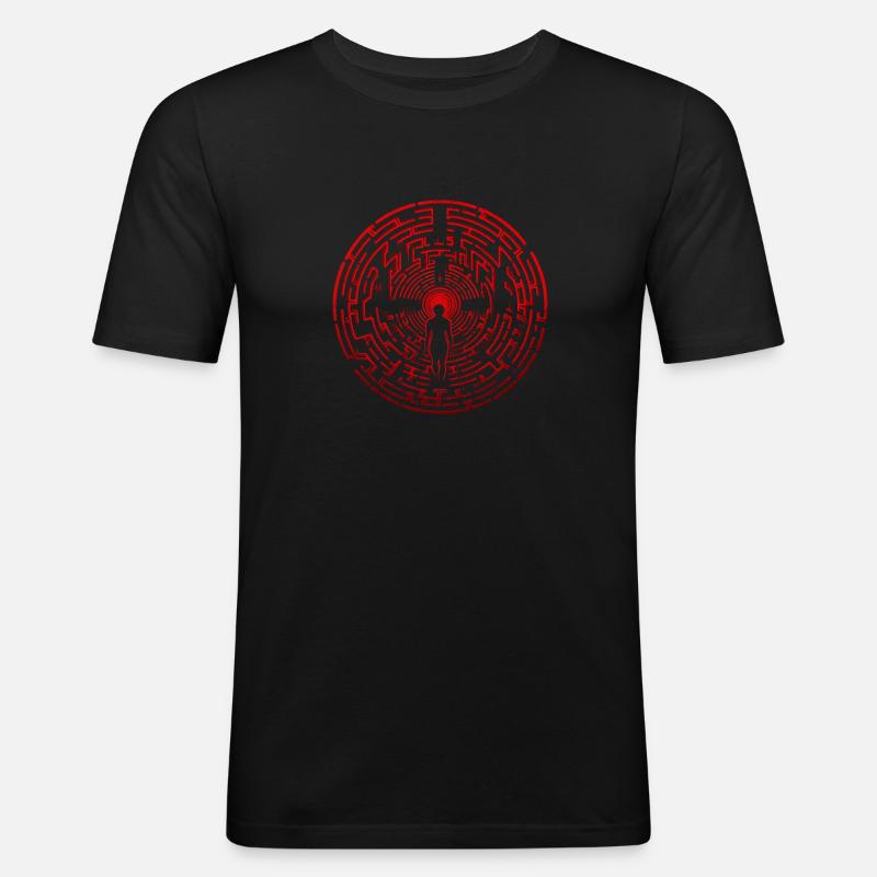 Red Labyrinth - Männer Slim Fit T-Shirt - Schwarz