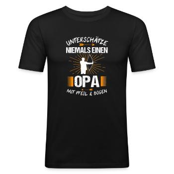 Bogenschießen Opa Bogenschütze Geschenk - Männer Slim Fit T-Shirt - Schwarz - Vorne - Nik (191cm)