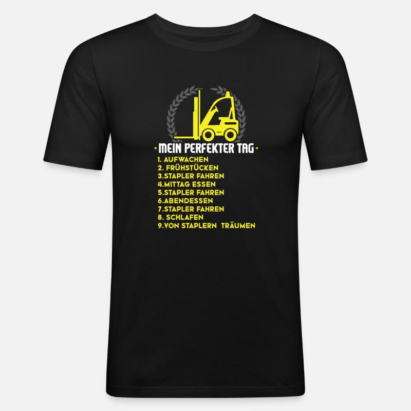 Stapler Gabelstapler Fahrer Geschenk - Männer Slim Fit T-Shirt - Schwarz